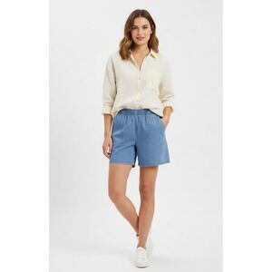 D & CO denim womens elastic waist shorts size medium blue casual